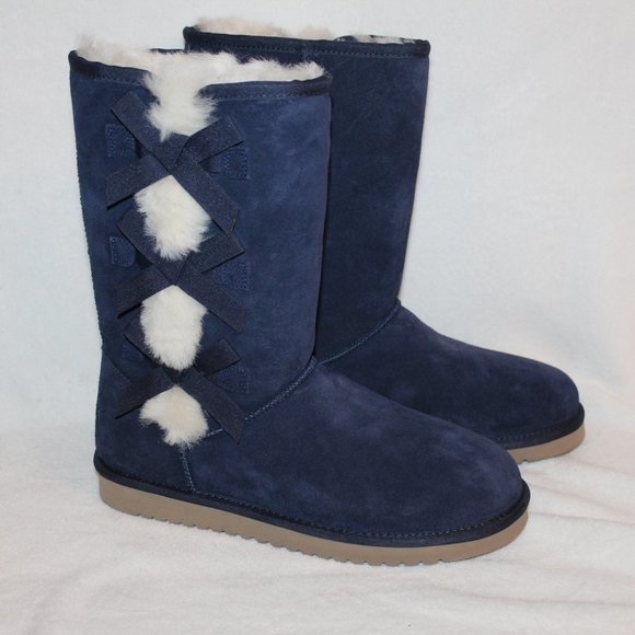 UGG KOOLABURRA TELL‎ SUEDE FUR BOW BOOTS BLUE - Picture 5 of 8